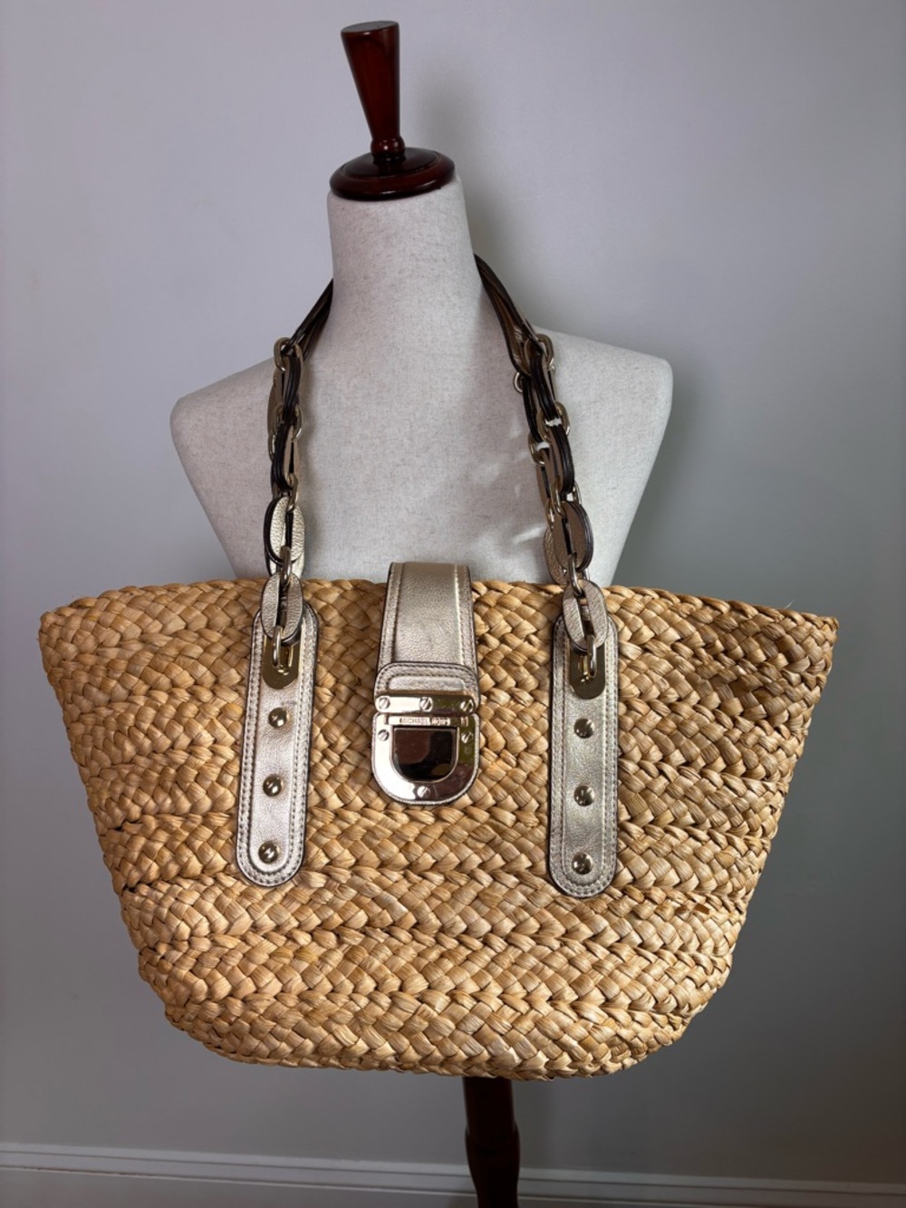 Michael KORS Raffia Picnic Shoulder Tote Bag